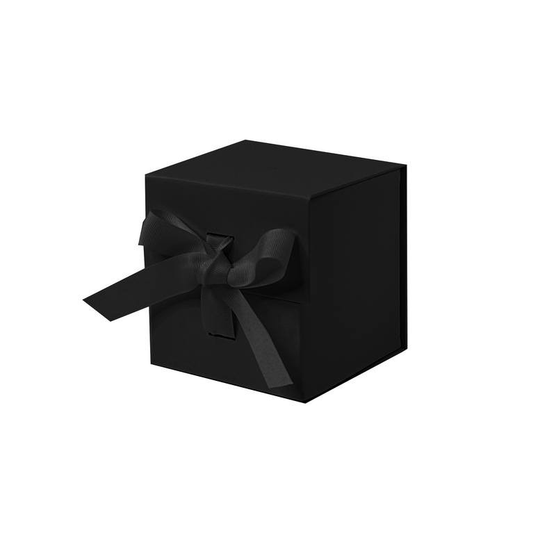 Black Small Cube Magnetic Gift Boxes with Changeable Ribbon