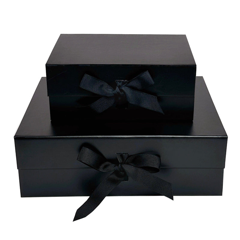 double stack black gift boxes 