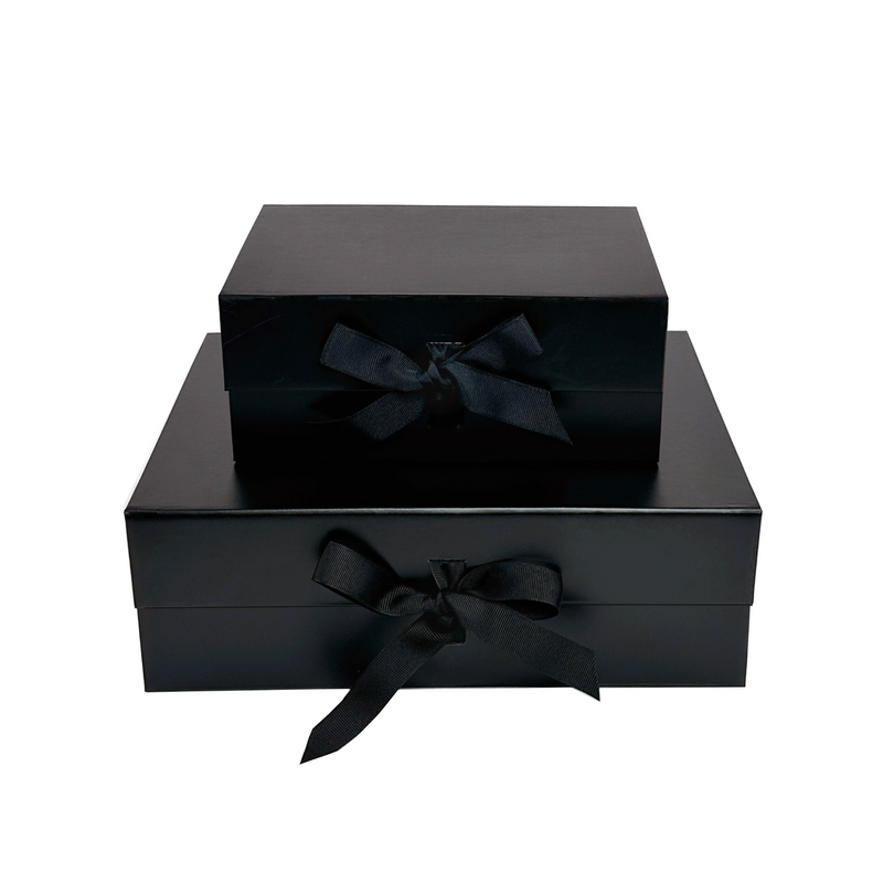 stacked magnetic closure gift boxes with changeable ribbon