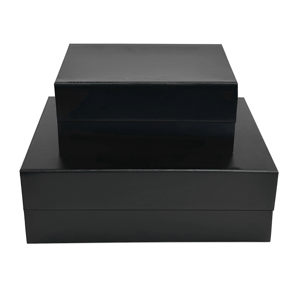 black magnetic closure gift boxes stacked A4 and A5 