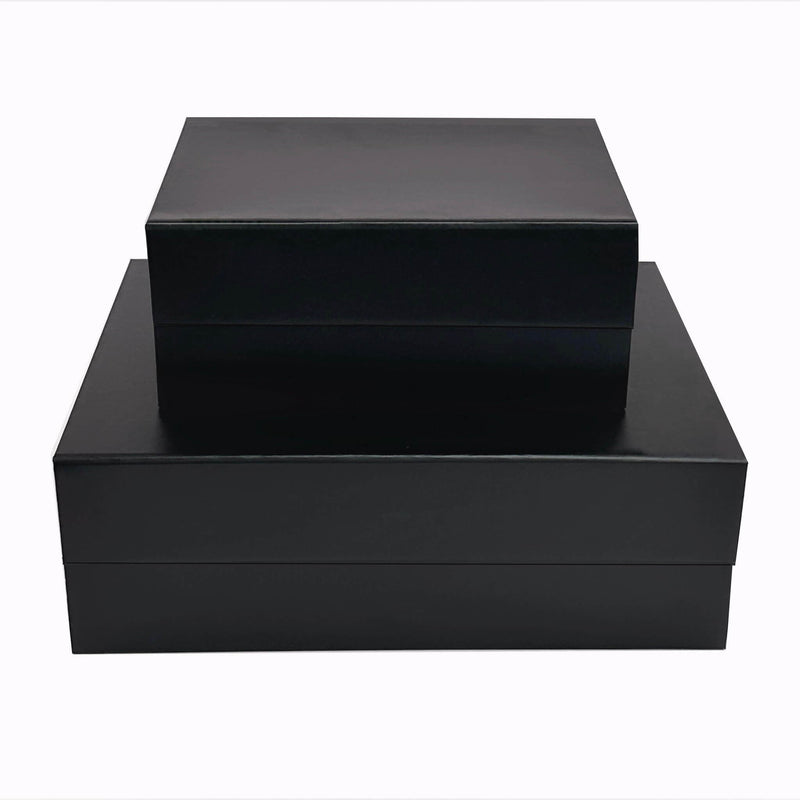 black magnetic foldable gift boxes with m magnetic closure