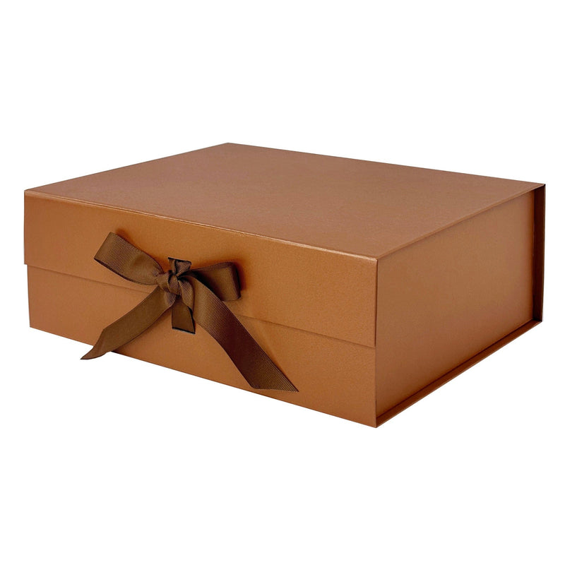 Copper A4 Deep Magnetic Gift Boxes With Changeable Ribbon