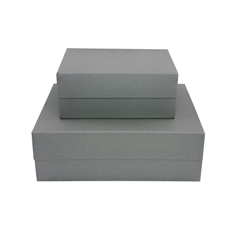 Natural gray recycled gray magnetic gift boxes shown A4 and A5 