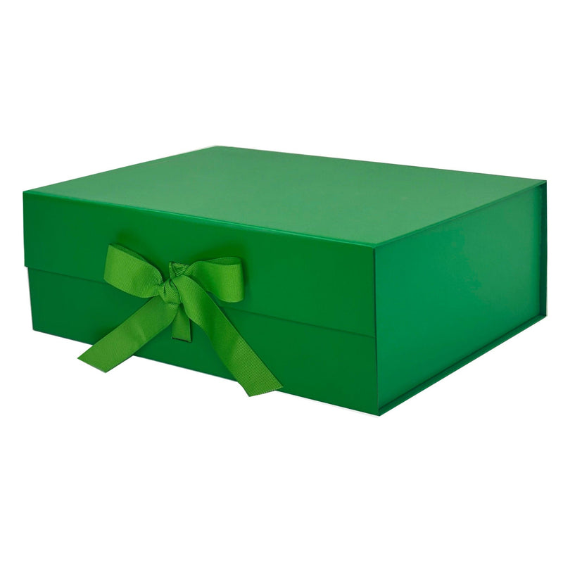 Green A4 Deep Magnetic Gift Boxes With Changeable Ribbon