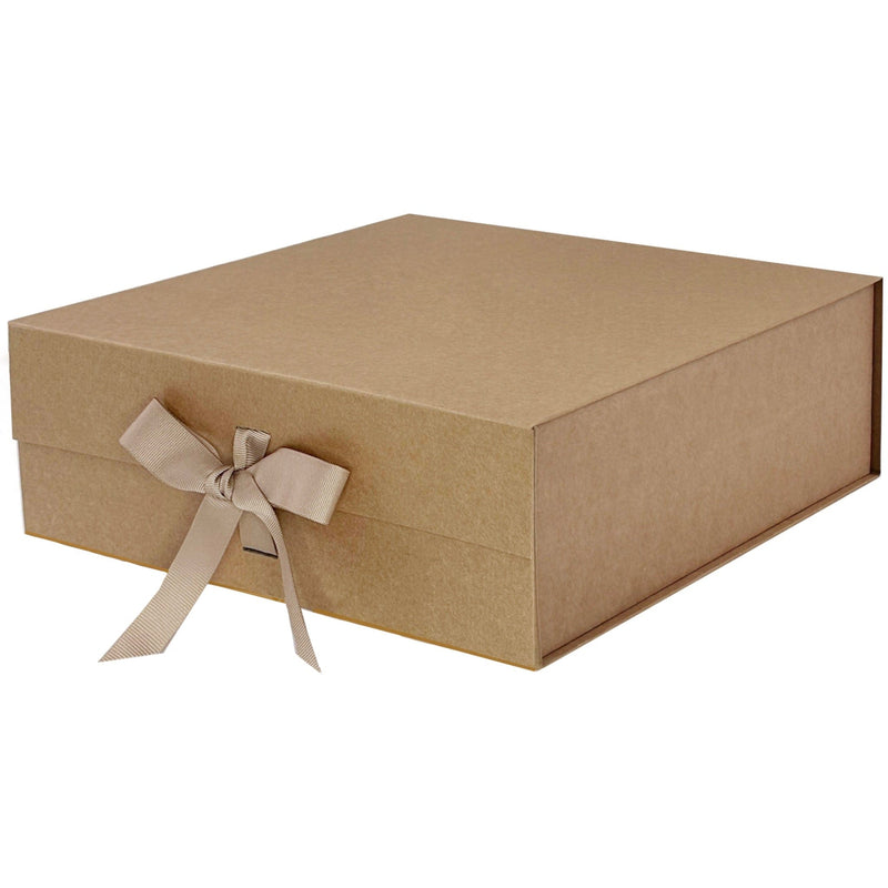 Natural Kraft Large Square Magnetic Gift Boxes With Changeable Ribbon