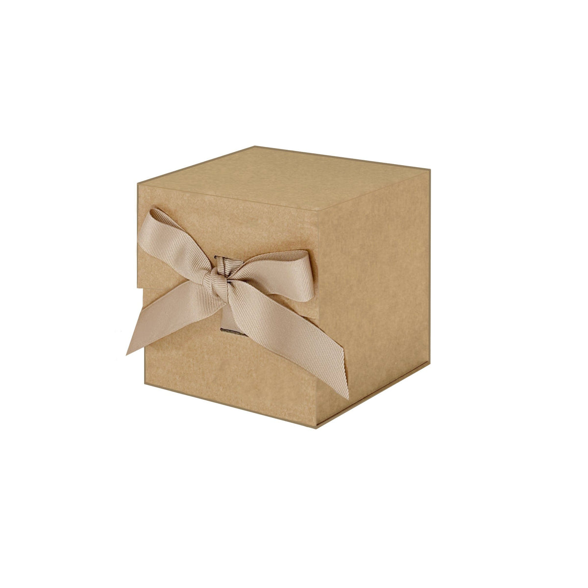 Natural Kraft Small Cube Magnetic Gift Boxes With Changeable Ribbon