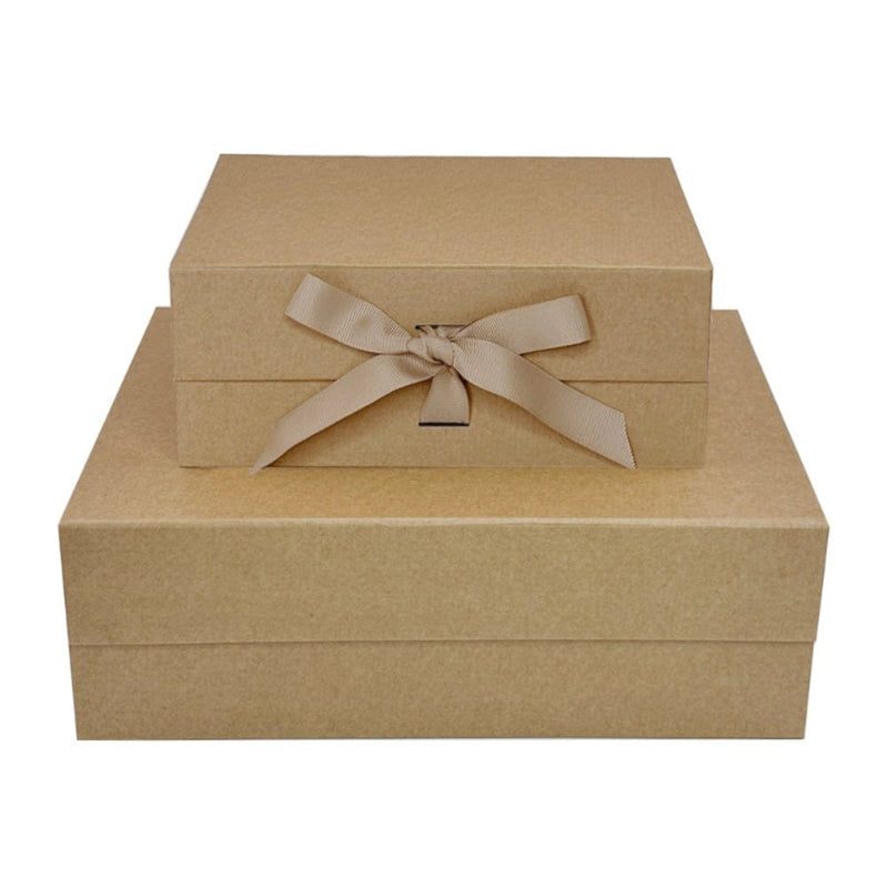 Natural Kraft A6 Square Magnetic Gift Boxes with Changeable Ribbon