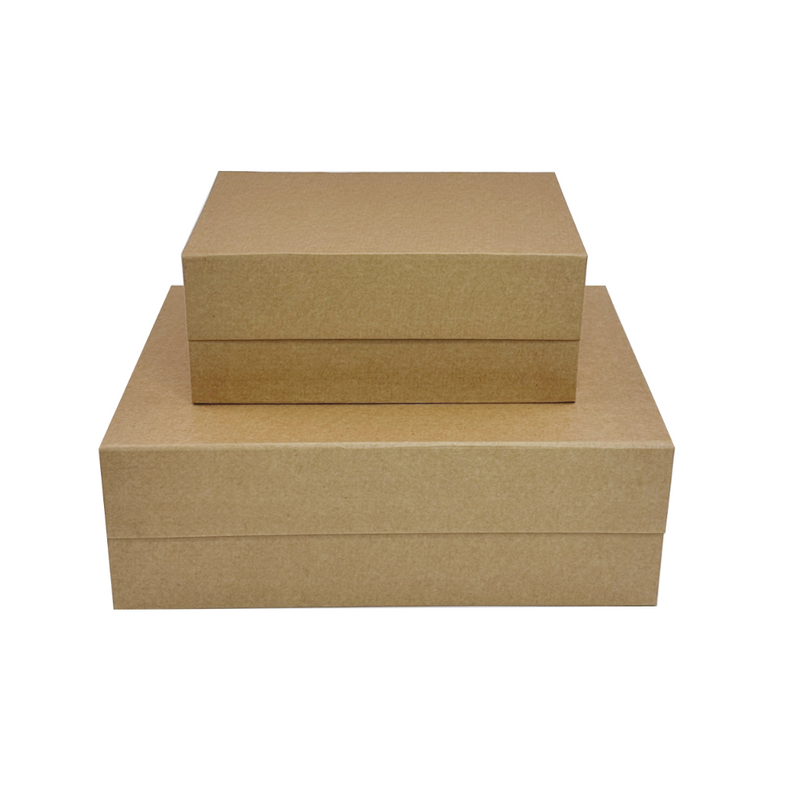 Natural kraft recycled magnetic closure gift boxes stacked small and medium size 