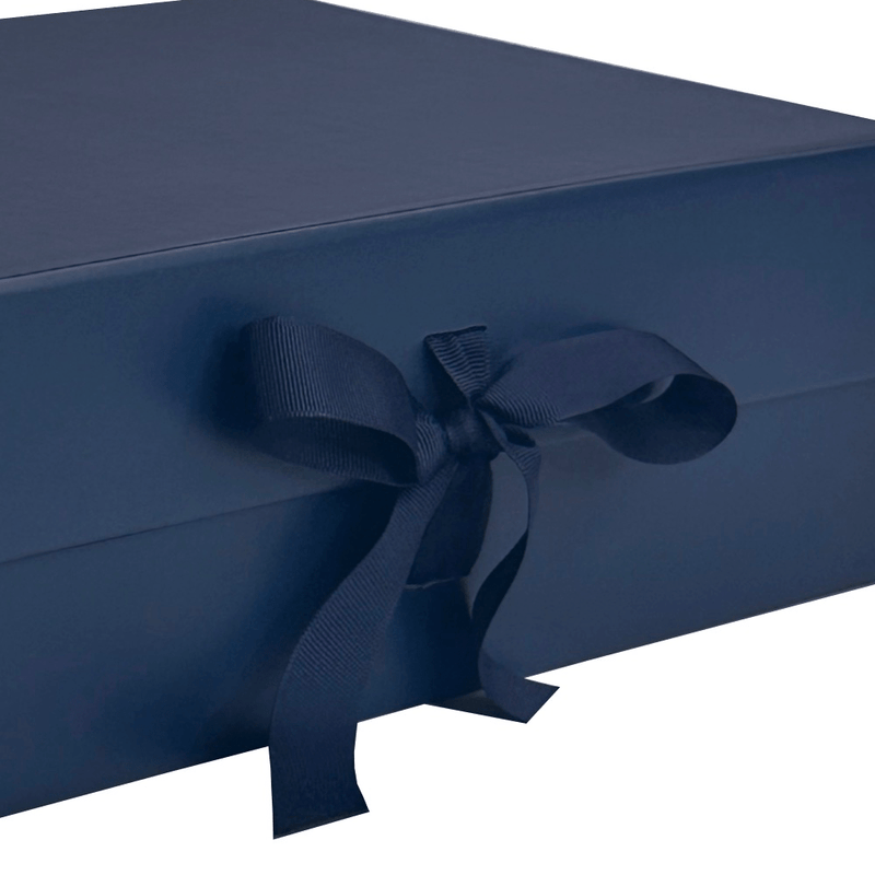 Navy Blue Large Square Magnetic Gift Boxes With Changeable Ribbon