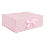 Powder Pink A4 Deep Magnetic Gift Boxes With Changeable Ribbon