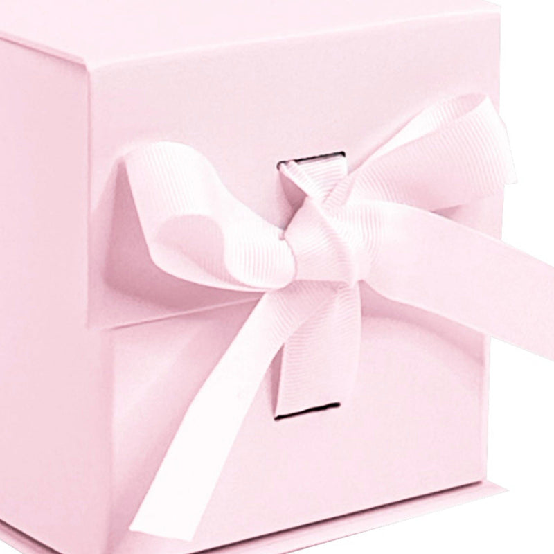 Powder Pink Small Cube Magnetic Gift Boxes With Changeable Ribbon