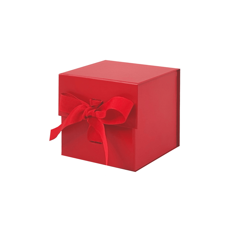 Sample - Red Small Cube Magnetic Gift Box With Changeable Ribbon