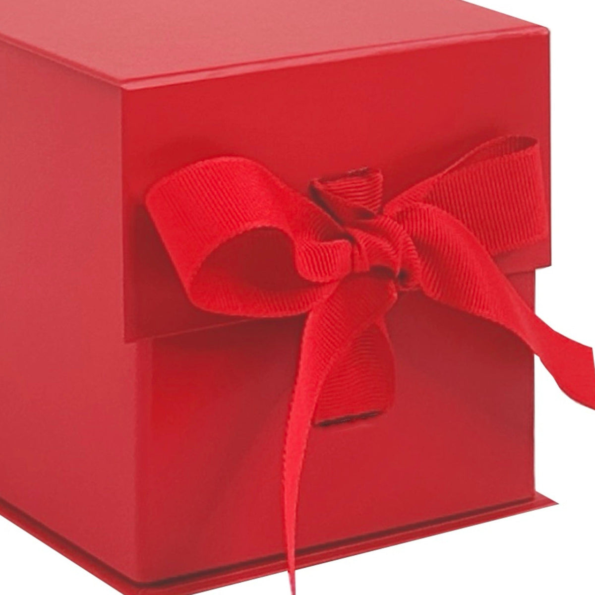 Red Small Cube Magnetic Gift Boxes With Changeable Ribbon