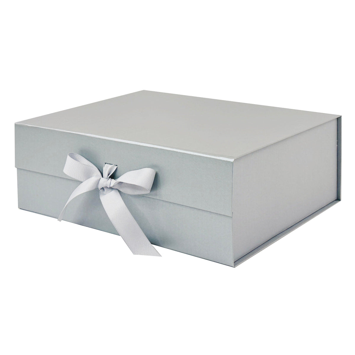 Pearl Silver A4 Deep Magnetic Gift Boxes With Changeable Ribbon