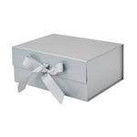 Pearl Silver A5 Deep Magnetic Gift Boxes With Changeable Ribbon