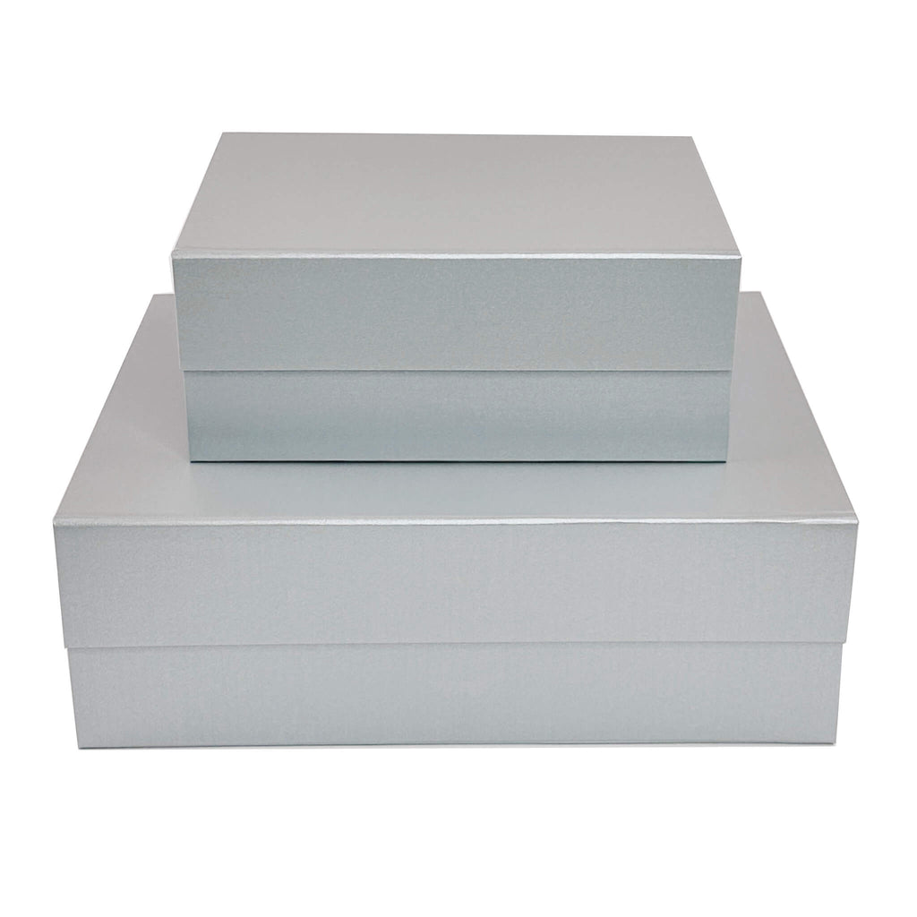 silver color magnetic closure gift boxes with custom printing starting at 12 boxes 