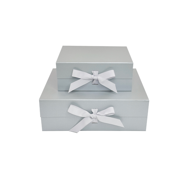 Luxury silver wholesale collapsable folding magnetic closure gift boxes stacked  