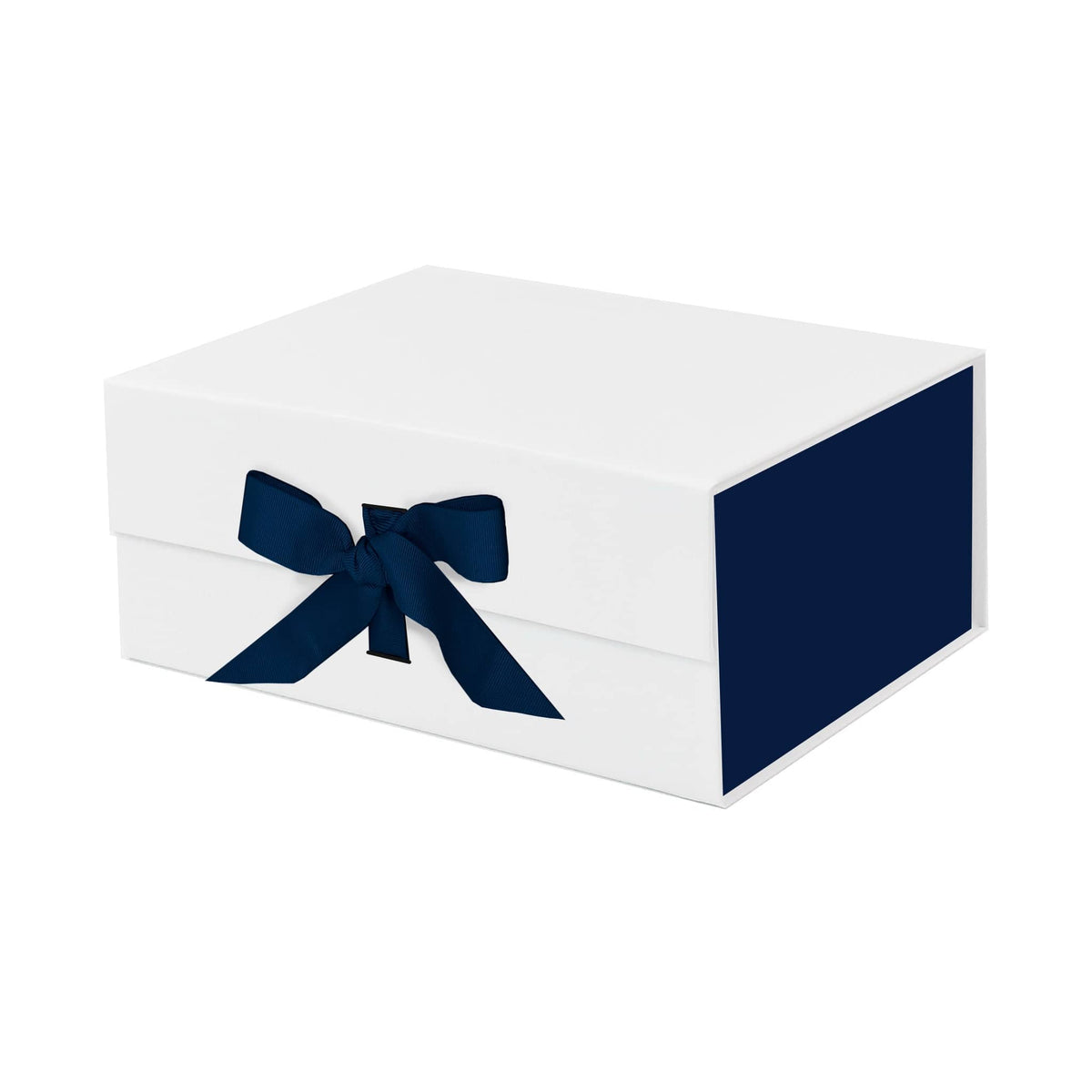 White and Navy A5 Deep Magnetic Gift Boxes with Changeable Ribbon