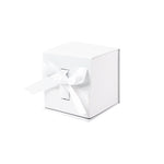 White Small Cube Magnetic Gift Boxes With Changeable Ribbon