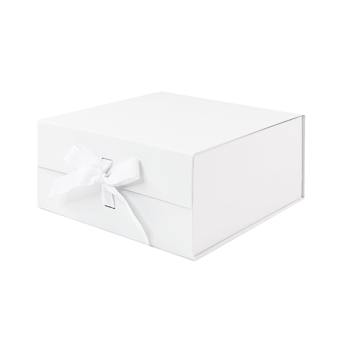 White Medium Square Magnetic Gift Boxes With Changeable Ribbon