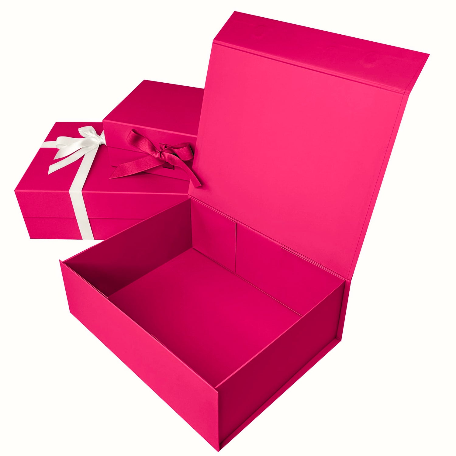 Magenta Pink magnetic gift box, angled view