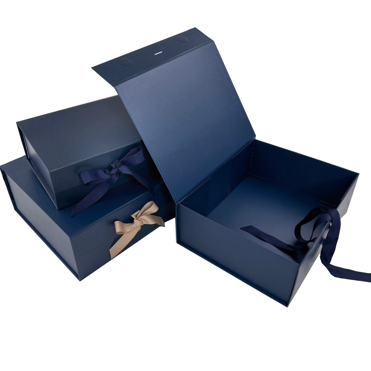 Sample  - Navy Blue Large Square Magnetic Gift Box With Changeable Ribbon