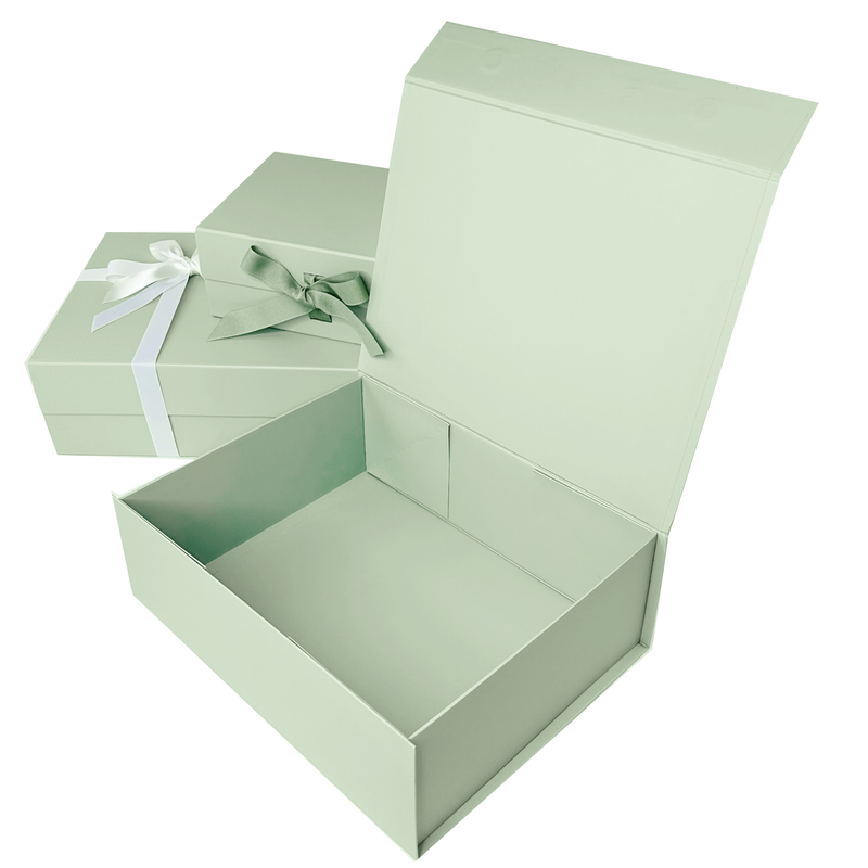 Sample - Sage Green A4 Deep Magnetic Gift Box With Changeable Ribbon