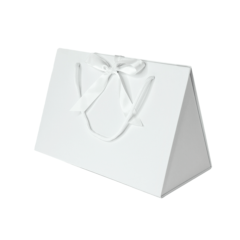 Sample - White Triangle Gift Boxes With Changeable Ribbon