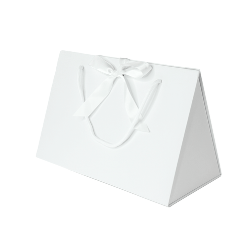 luxury triangle gift box with changeable satin ribbon fold flat 