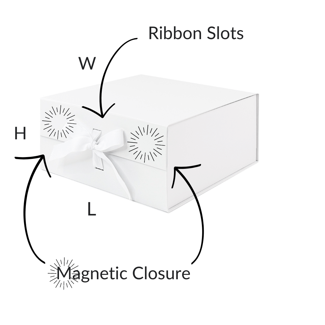 White Medium Square Magnetic Gift Boxes With Changeable Ribbon