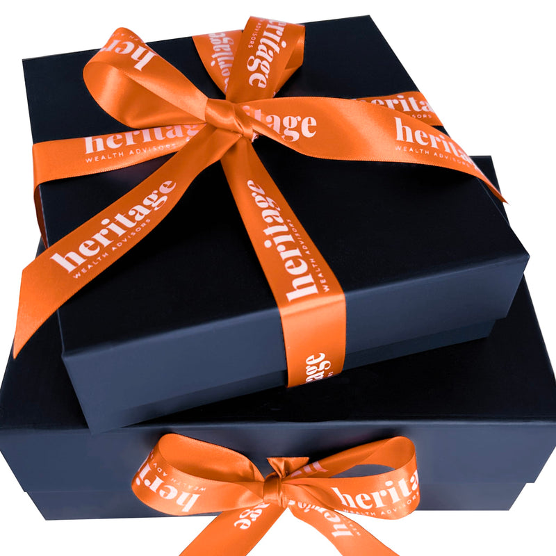 Orange custom printed double-face satin ribbon