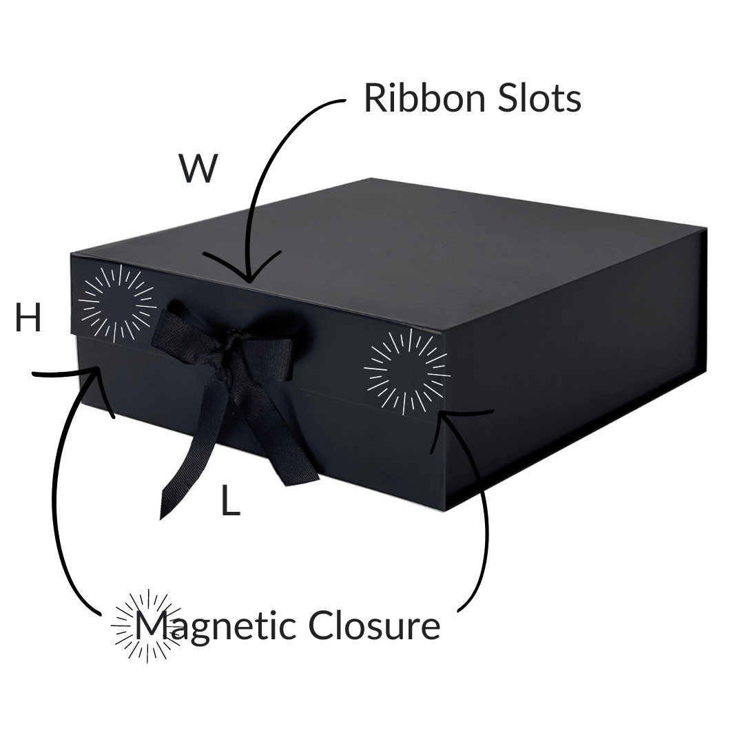 Black Large Square Magnetic Gift Boxes With Changeable Ribbon