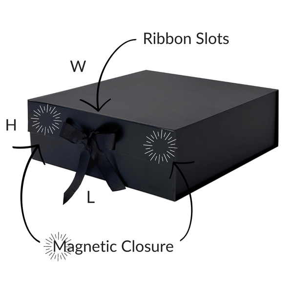 Black Large Square Magnetic Gift Boxes with Ribbon – Gift Box Market