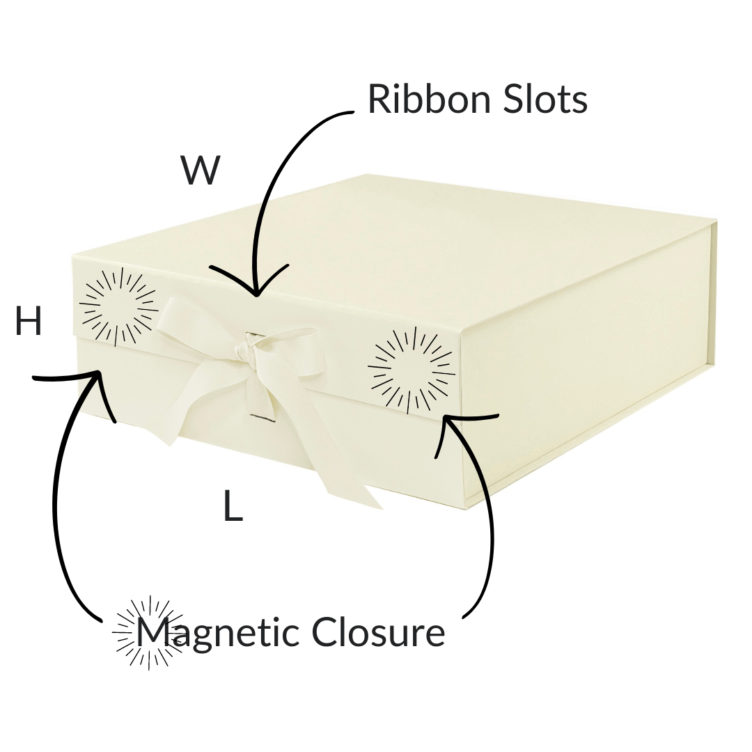 Ivory Large Square Magnetic Gift Boxes With Changeable Ribbon