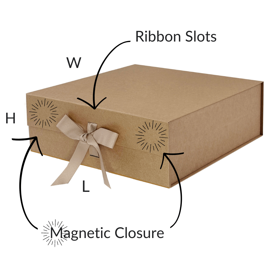 Natural Kraft Large Square Magnetic Gift Boxes With Changeable Ribbon