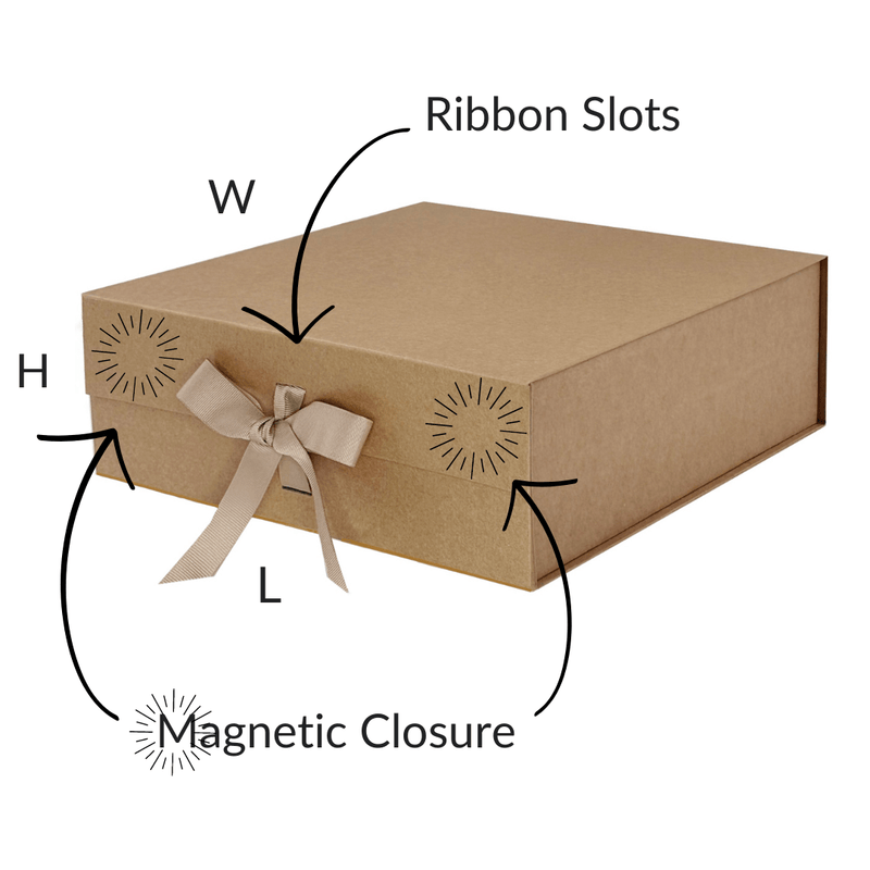 Natural Kraft Large Square Magnetic Gift Boxes With Changeable Ribbon