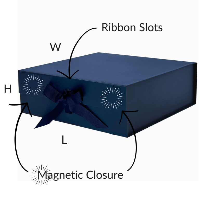 Navy Blue Large Square Magnetic Gift Boxes With Changeable Ribbon