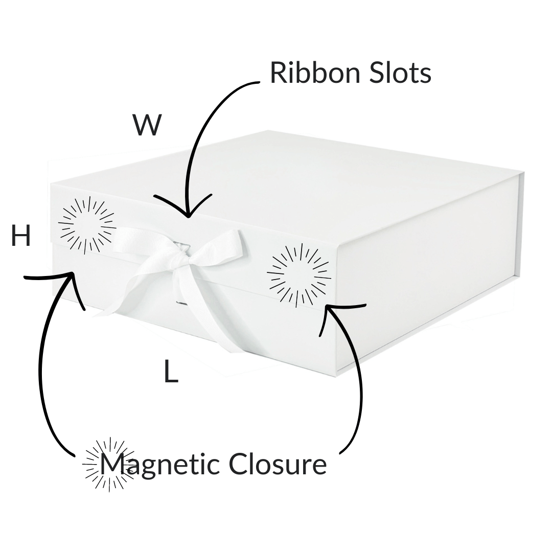 White Large Square Magnetic Gift Boxes With Changeable Ribbon