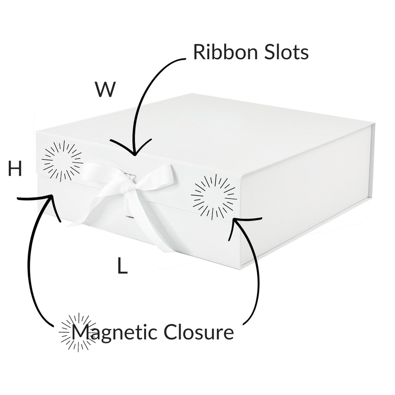 White Large Square Magnetic Gift Boxes With Changeable Ribbon