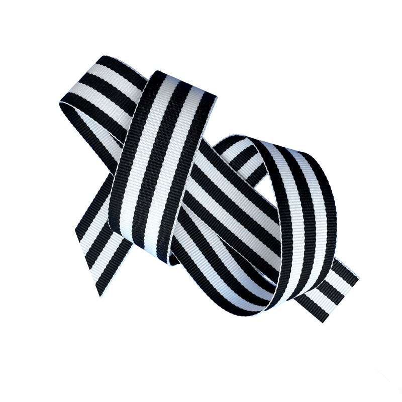 Taffy Strie Black and white Grosgrain Ribbon