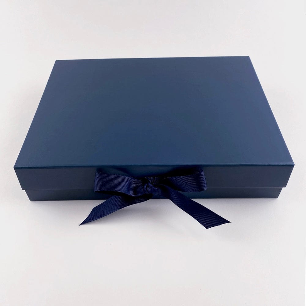 Sample  - Navy Blue A4 Shallow Magnetic Gift Box With Changeable Ribbon