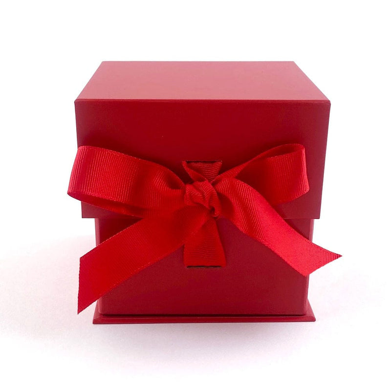 Red Small Cube Magnetic Gift Boxes With Changeable Ribbon