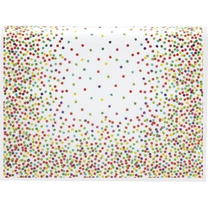 white tissue paper with multi colored confetti dots
