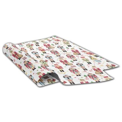 white tissue paper with  red and green nutcrackers