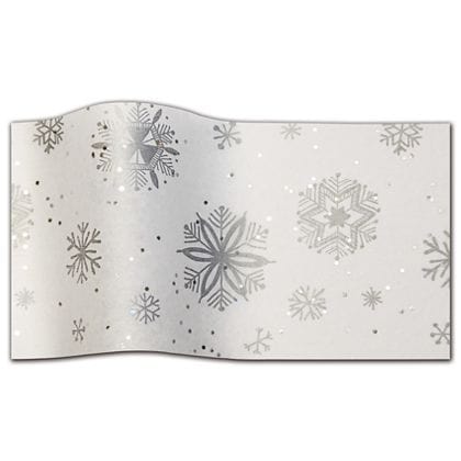 white and silver snowflakes tissue paper