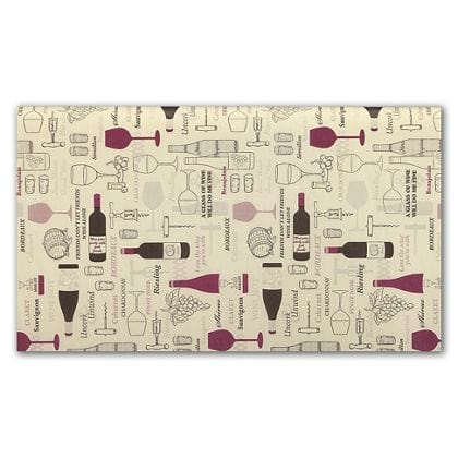 Taupe tissue paper with black ,green and red wine bottles and wine glasses